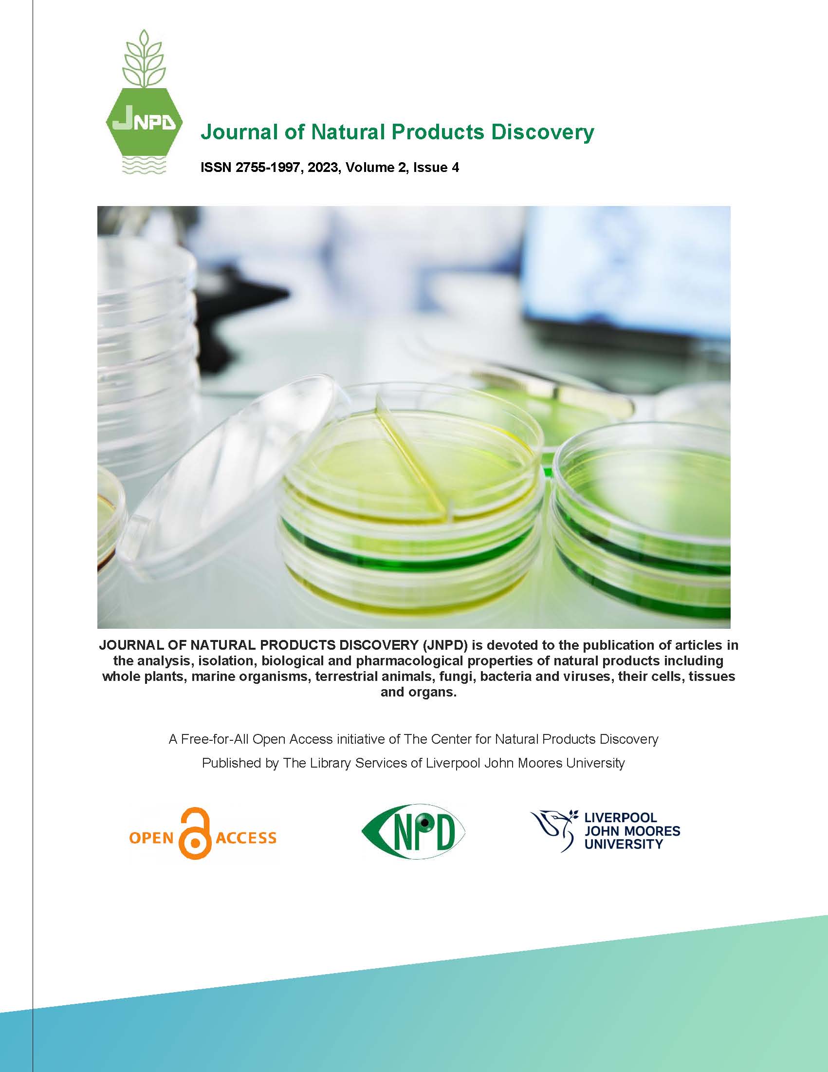 					View Vol. 2 No. 4 (2023): Journal of Natural Products Discovery
				