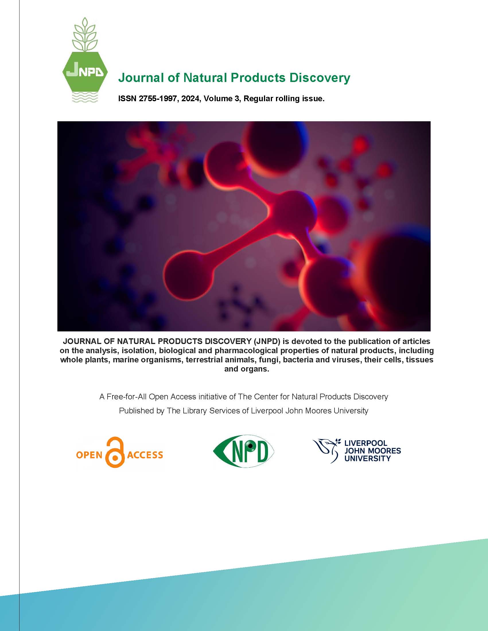 					View Vol. 3 No. 1 (2024): Journal of Natural Products Discovery
				